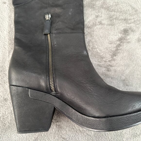 Eileen Fisher Black Vachetta Leather Ivy Knee High Boots Women's 8 - Picture 6 of 9